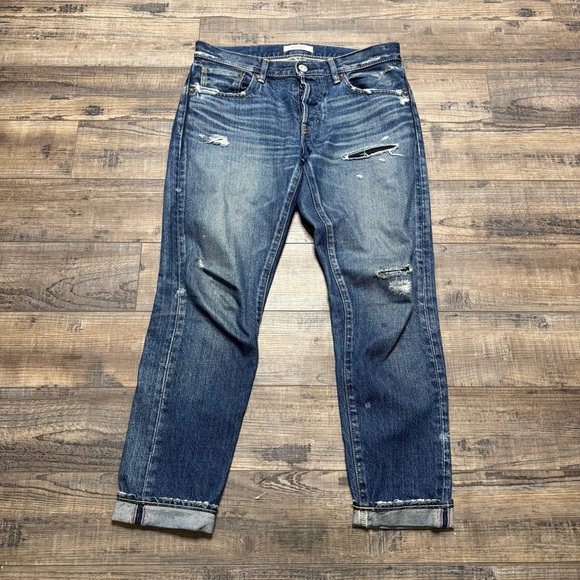 Moussy Distressed Blue Denim Jeans Button Fly Women's Size 27 100% Cotton
